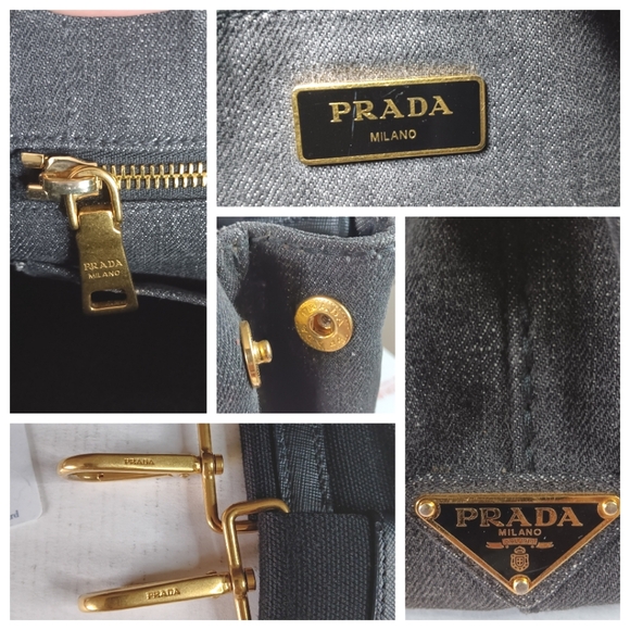 SOLD ‼️PRADA Canapa EUC Denim Black Mini Tote w/Strap - Picture 15 of 17